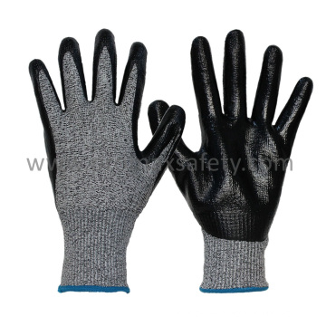 13G Chineema Knitted Cut Resistant Gloves with Smooth Nitrile Palm Coated